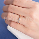 0.2ct Baguette Cut Simulated Blue Aquamarine Minimal Ring 14k Rose Gold Plated