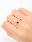1.5ct Oval Cut Red Garnet Engagement Ring Vintage Halo Star 14k Rose Gold Finish