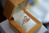 2.5ct Oval Cut Morganite Floral Solitaire with Accent Ring 14k Rose Gold Finish