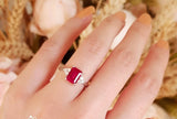 1.5ct Emerald Cut Pink Ruby Engagement Ring 14k WhiteGold Finish Trilogy Promise