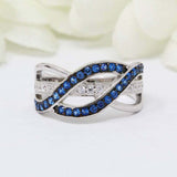 2.3ct Round Blue Sapphire Engagement Ring Twist Infinity Knot 14k WhiteGold Over