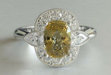 3ct Cushion Cut Yellow Sapphire Engagement Ring Diamond Halo 14k White Gold Over