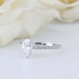 1.6ct Pear Cut Diamond Engagement Ring Solitaire with Accents 14k WhiteGold Over