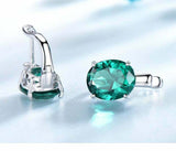 2.3ct Stud Earrings Oval Cut Emerald Solitaire Latch Back 14k White Gold Finish