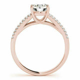 2.4ct Round Cut Diamond Split Shank Solitaire Engagement Ring 14K Rose Gold Over