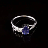 0.5ct Oval Cut Blue Tanzanite Solitaire with Accent Ring 14k White Gold Finish