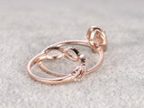 2ct Oval Cut Morganite Bridal Wedding Set Infinity Design 14k Rose Gold Finish