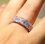 4ct Round & Baguette Cut Diamond Wedding Ring Band 14k WhiteGold Finish Eternity