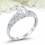 2ct Oval Cut Diamond Engagement Ring Vintage Leaf Accent 14k White Gold Finish