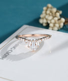 0.5ct Baguette Simulated Diamond Minimalist Engagement Ring 14k Rose Gold Plated