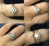 0.5ct Round Cut Moissanite 7 Stone Dainty Engagement Ring 14k Rose Gold Plated