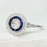 2.5ct Round Cut VVS1 Diamond Art Deco Floral Engagement Ring 14k White Gold Over