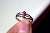 0.16ct Engagement Ring Round Cut Pink Ruby Split Band 14k White Gold Finish