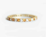 1.5ct Round Cut Yellow Citrine Eternity Dual Wedding Band 14k Yellow Gold Finish
