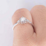 1.2ct Round Cut VVS1D Diamond Engagement Ring Three Stone 14k White Gold Finish