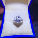1.5ct Round Cut Diamond Engagement Ring Sunburst Ballerina 14k White Gold Finish