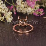 0.5ct Princess Stone Ring Setting Round Simulated Semi Mount 14k RoseGold Plated