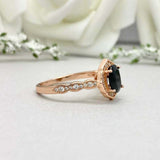 2.2ct Engagement Ring Oval Cut Black Diamond Halo Design 14k Rose Gold Finish
