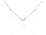 1ct Pear Cut Simulated Diamond Toi Et Moi Pendant Chain 14k White Gold Plated