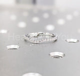 0.2ct Round Cut Moissanite Curved Stackable Wedding Band 14k White Gold Plated