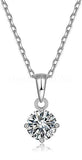 1ct Round Cut Moissanite Solitaire Pendant with Chain 14k White Gold Plated