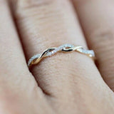 0.2ct Round Cut Moissanite Infinity Women Wedding Band 14k Yellow Gold Plated