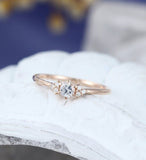 0.5ct Round Cut Moissanite Unique Cluster Engagement Ring 14k Rose Gold Plated