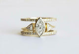 2.2ct Marquise Trillion Cut Diamond Double Band Ring Set 14k Yellow Gold Finish
