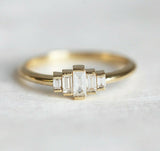 1.6ct Baguette Cut VVS1D Diamond Engagement Ring Minimalist 14k Yellow Gold Over