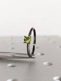 0.5ct Round Cut Simulated Green Peridot Solitaire Ring 14k Black Gold Plated