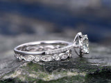 3Ct Round Diamond Bridal Set Engagement Ring Vintage Band 18K White Gold Finish