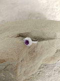 1.7ct Engagement Ring Round Cut Purple Amethyst Dual Halo 14k White Gold Finish