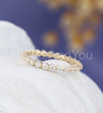 1ct Round Cut Moissanite Full Eternity Women Wedding Band 14k Yellow Gold Plated
