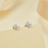 0.5ct Round Cut VVS1D Diamond Clover Floral Stud Earrings 14k White Gold Finish