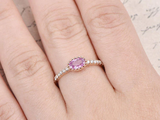 0.4ct Oval Cut Pink Sapphire Engagement Ring Diamond Accents 14k RoseGold Finish