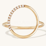 0.4ct Round Cut Moissanite Open Circle Engagement Ring 14k Yellow Gold Plated