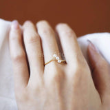 0.5ct Round Cut Simulated Diamond Three Stone Pearl Ring 14k Yellow Gold Plated