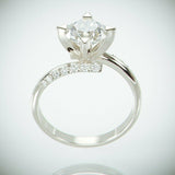 1.5Ct Round Brilliant Diamond Bypass Shape Engagement Ring 14K White Gold Finish