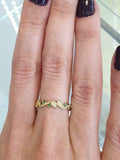 0.5ct Round Cut Green Emerald Wedding Band Ring Petal Vine 14k YellowGold Finish