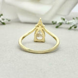 1.5ct Engagement Ring Pear Cut Diamond Curved Chevron Women 14k Yellow Gold Over