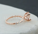 1ct Round Cut Simulated Morganite Solitaire with Accent Ring 14k RoseGold Plated