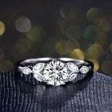 1.2ct Round Cut Diamond Engagement Ring Floral Leaf Solitaire 14k WhiteGold Over