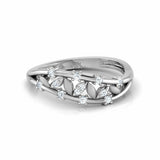 1Ct Round Cut Diamond Leaf Vine Nature Engagement Ring 14K White Gold Finish