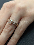 1ct Round Cut Simulated Morganite Curved Band Bridal Set 14k Rose Gold Plated