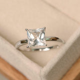 2.2ct Engagement Ring Princess Cut Diamond Solitaire Design 14k WhiteGold Finish