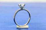 1.4ct Round Diamond Engagement Ring Solitaire 18k White Gold Finish with Accents