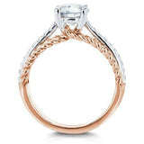2.3Ct Round Cut Diamond Braided Solitaire with Accent Ring 14K Dual Gold Finish