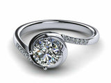 1ct Round Cut Diamond Swirl Twist Solitaire Engagement Ring 14k WhiteGold Finish
