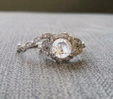 3Ct Round Cut Diamond Floral Twig Bridal Set Engagement Ring 14K White Gold Over