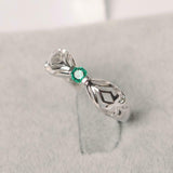 0.5ct Round Cut Green Emerald Filigree Split Shank Ring 14k White Gold Finish